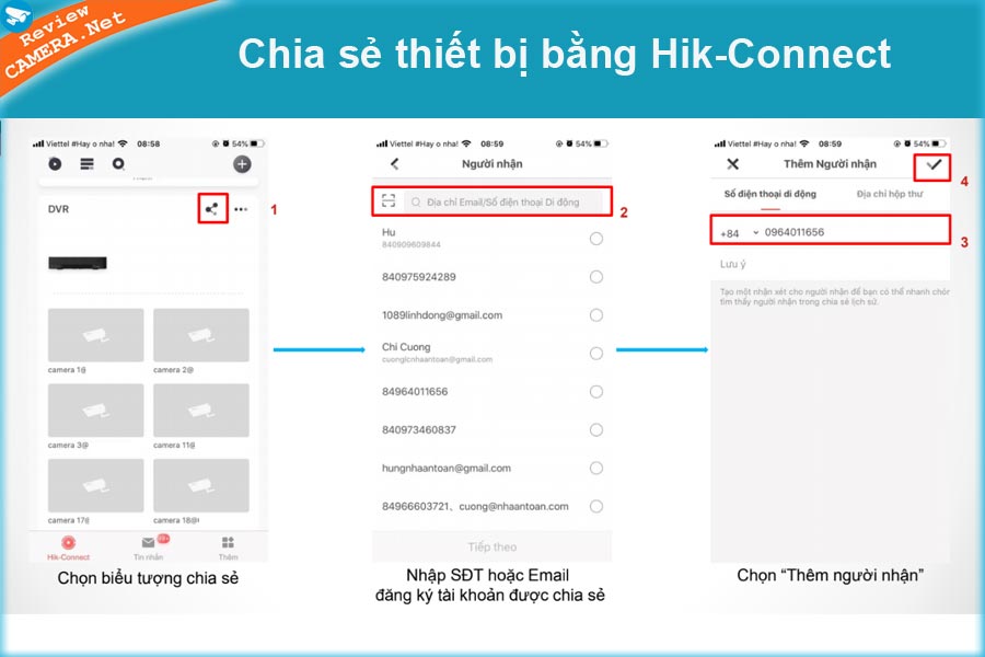 Chia sẻ thiết bị bằng Hik-Connect