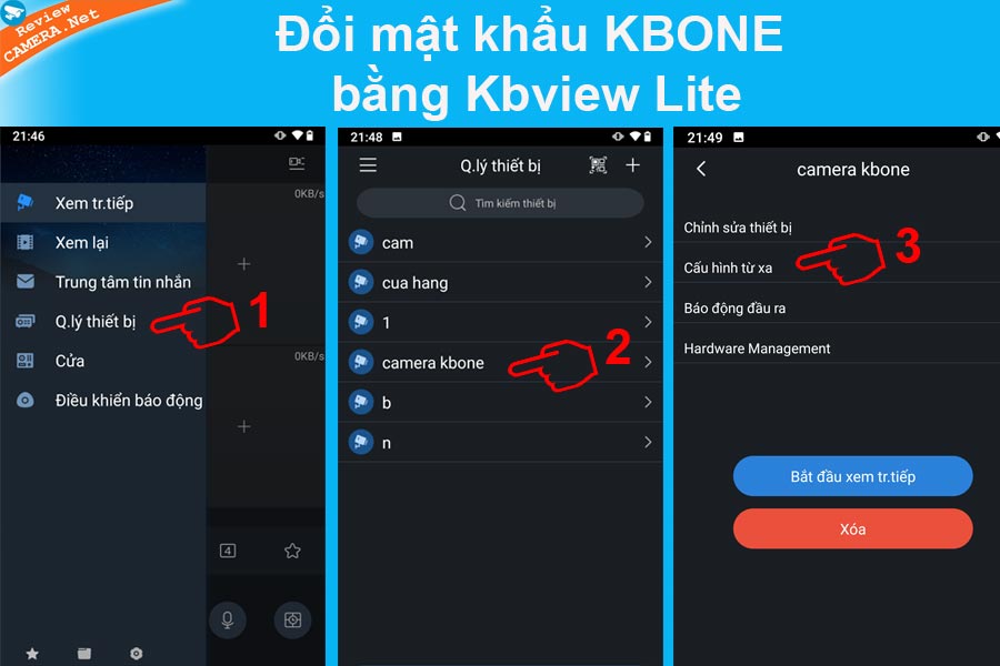Đổi mật khẩu Kbone bằng KBview Lite