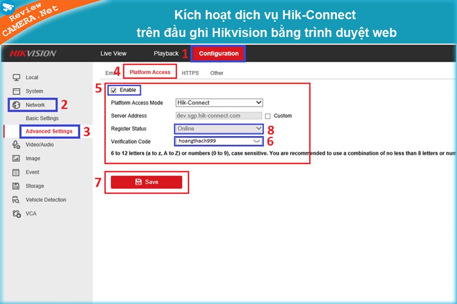 Kích hoạt dịch vụ Hik-Connect bằng trình duyệt web